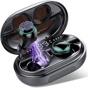 donerton wireless earbuds, bluetoth 5.0 headphones ip8 waterproof earbuds, 80 playtime, in ear earphones with mic, deep bass 3d stereo, charging case, sports, work out, easy pairing