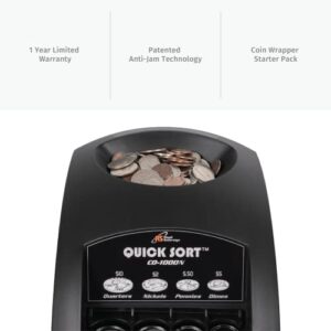Royal Sovereign Electric Coin Sorter, Patented Anti-Jam Technology, 1 Row of Coin Sorting (CO-1000N), Black