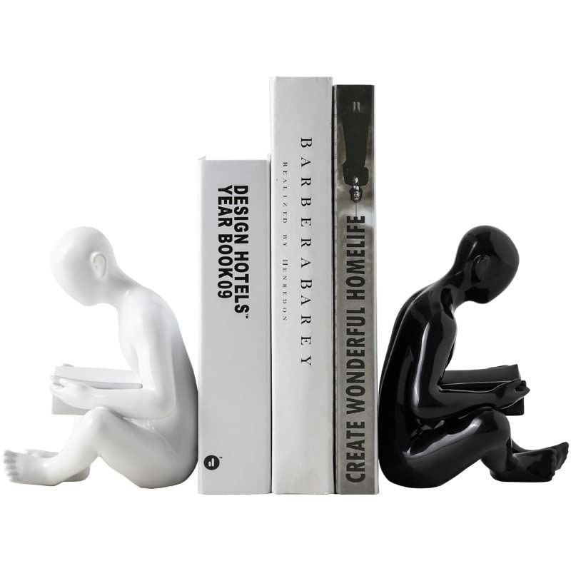 Bookends Nordic Creative Minimalist Book Reader Book by Art Ceramic Book Holder Study Office Desktop Book Stand Home Decoration Book Ends (Color : A)