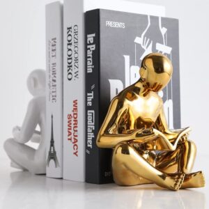 Bookends Nordic Creative Minimalist Book Reader Book by Art Ceramic Book Holder Study Office Desktop Book Stand Home Decoration Book Ends (Color : A)