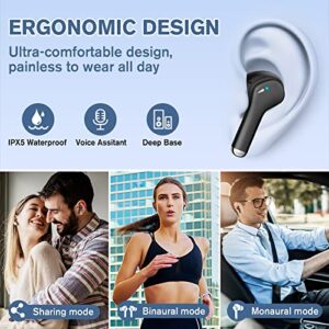 True Wireless Earbuds with 4 Mic, 5.3 Bluetooth Headphones with Dual LED Power Display, 35H Playtime in-Ear Earphones with Microphone , IPX5 Waterproof Ear Buds for Android iOS Gaming Laptop TV Sport