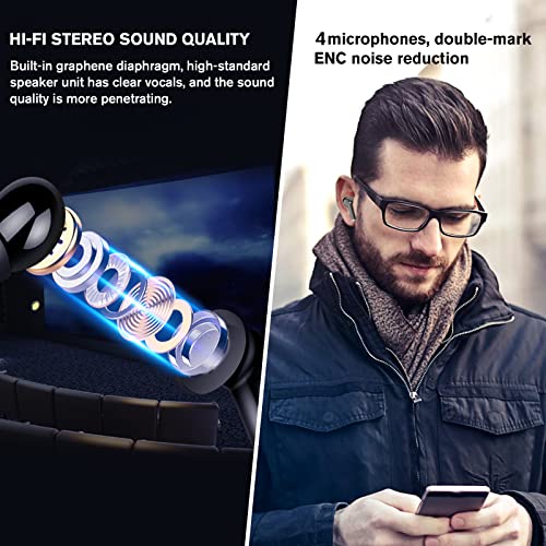 True Wireless Earbuds with 4 Mic, 5.3 Bluetooth Headphones with Dual LED Power Display, 35H Playtime in-Ear Earphones with Microphone , IPX5 Waterproof Ear Buds for Android iOS Gaming Laptop TV Sport