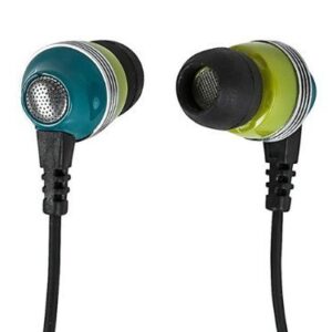 Monoprice Enhanced Bass Noise Isolating Earbuds Headphones - Green with Built-in Microphone and Play/Pause Control