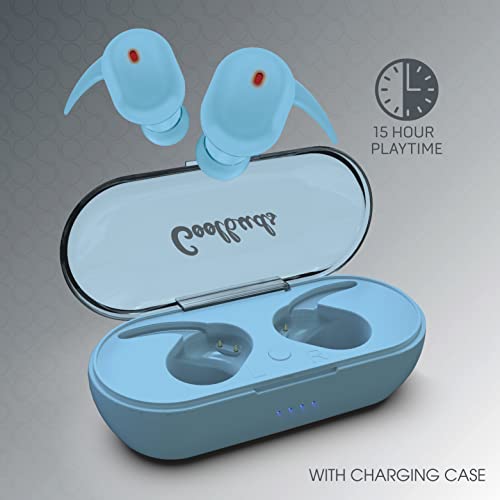 COOLBUDS True Wireless Earbuds w Touch Controls | Rechargeable Ear Buds Wireless Bluetooth Earbuds | 18-HR Batt, Charging Case | Siri & Google Assistant, Bluetooth Headphones, Auto Pair, Blue