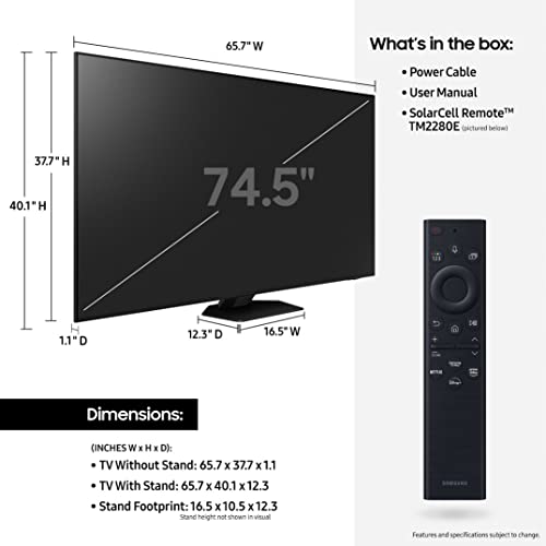 SAMSUNG 75-Inch Class Neo QLED 4K QN85B Series Mini LED Quantum HDR 24x, Dolby Atmos, Object Tracking Sound, Motion Xcelerator Turbo+ Smart TV with Alexa Built-In (QN75QN85BAFXZA, 2022 Model)