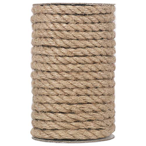 Vivifying Jute Rope, 50 Feet 8mm Natural Heavy Duty Twine for Crafts, Cat Scratch Post, Bundling and Hanging