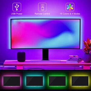 KUTEWEU TV Led Backlight kit with Remote with 16 RGB Colors,4 Modes and 10 Levels of Brightness Adjustment for 24-65 inch TV,Home Movie,Desktop PC Monitor,Home Theater etc, Non-Waterproof (1M/3.3Ft)