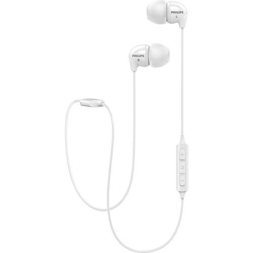 PHILIPS UpBeat Bluetooth Headphones - Stereo - Wireless - Bluetooth - 32.8 ft - 16 Ohm - 20 Hz - 20 kHz - Behind-The-Neck, Earbud - Binaural - in-Ear - Noise Reduction Microphone - White