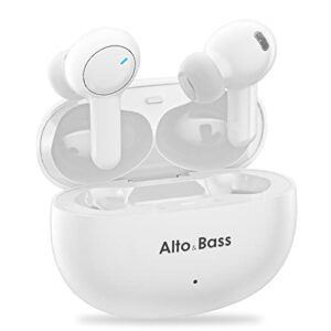 wireless earbuds, bluetooth 5.3 earbuds with 4 microphones deep bass 60h playtime clear call noise cancelling ear buds touch control wireless earphones for iphone android workout, white