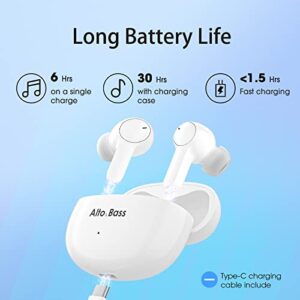 Wireless Earbuds, Bluetooth 5.3 Earbuds with 4 Microphones Deep Bass 60H Playtime Clear Call Noise Cancelling Ear Buds Touch Control Wireless Earphones for iPhone Android Workout, White