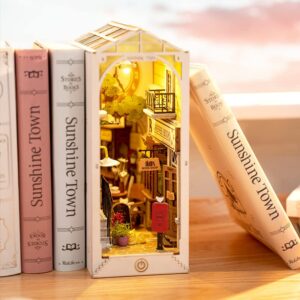 Ruotairuolai DIY hut Cherry Blossom Tram Book Stand Hand-Assembled Toy Wooden lamp Creative Gift Decoration