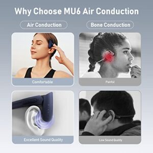 Mu6 Bone Conduction Headphones Replacement Open Ear Headphones Bluetooth with Microphone, Sweat Resistant Sports Headphones, 9+ Hours Playtime Headset for Music/Gaming/Running/Working