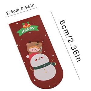 Phineon 4pcs Christmas Magnetic Bookmarks with Greeting Card Xmas Magnet Book Marker Cute Santa Snowman Bookmark Clip for Kids, Children, Students, Boys, Girls (Red)