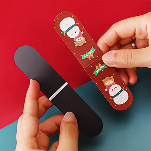 Phineon 4pcs Christmas Magnetic Bookmarks with Greeting Card Xmas Magnet Book Marker Cute Santa Snowman Bookmark Clip for Kids, Children, Students, Boys, Girls (Red)