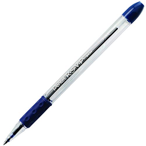 Pentel® R.S.V.P.® Ballpoint Pens, Fine Point, 0.7 mm, Clear Barrel, Blue Ink, Pack of12