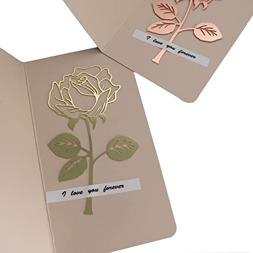 YYANGZ 2PCS Rose Bookmark Metal Bookmark Metal Rose Bookmark Delicate Metal Bookmark, Gold/Rose Gold