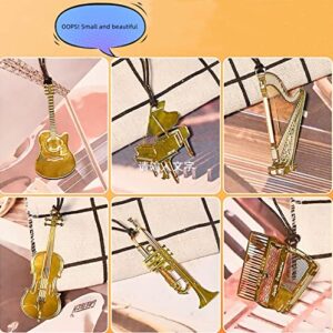 Phineon 6pcs Metal Bookmark Piano Harp Accordion Violin Trumpet Guitar Book Marks with Braided Tassel Pendant for for Kids Students Children Boys Girls