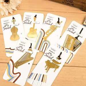 Phineon 6pcs Metal Bookmark Piano Harp Accordion Violin Trumpet Guitar Book Marks with Braided Tassel Pendant for for Kids Students Children Boys Girls