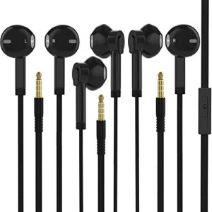 3 pack boost+ headphones earphones earbuds 3.5mm wired headphones | stereo sound noise isolating earphones with built-in microphone inline volume control – black