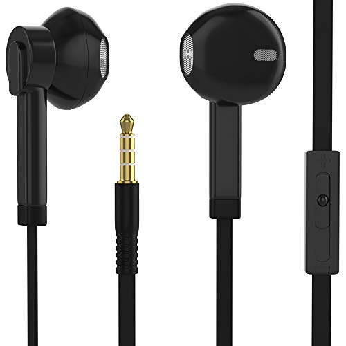 3 Pack Boost+ Headphones Earphones Earbuds 3.5mm Wired Headphones | Stereo Sound Noise Isolating Earphones with Built-in Microphone Inline Volume Control - Black