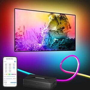 aubess hdmi 2.0 sync box & tv neon rope backlight kit, wifi immersion tv led backlights that compatible with alexa & google assistant for 65″ tvs. fancy sync box led lights that sync with tv picture