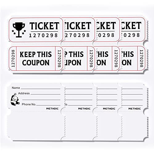 Methdic 2" x 2" 2000 Raffle Tickets Double Roll for Events, Entry, Class Reward, Fundraiser & Prizes Tickets