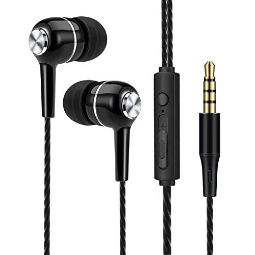 D-GROEE Earbuds Earphones, Wired Headphones in Ear, S12 Universal 3.5mm Earphone Wired Earbuds with Mic for Phone Black with Mic