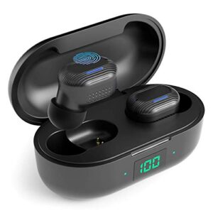 mini wireless earbuds, bluetooth headphones with digital led display case auto pairing ipx5 waterproof premium sound deep bass earphone cordless in ear headset for iphone android (black), tws-i11
