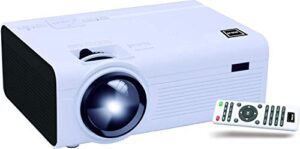 rca rpj119 2200 lumens 720p lcd home theater projector with built-in 2 watt speaker, dual hdmi inputs, and quiet operation fan (non-retail packaging) (renewed)