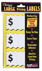 sunburst systems 7071 large item pricing stickers, 75 count, with space to write pricing