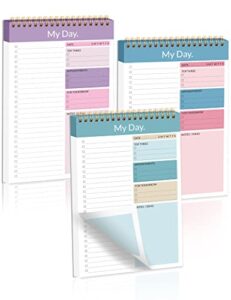 sunee to do list notepad – 3 pack daily task planner pad, last for 312 days, 6.5″ x 9.8″ double-sided spiral checklist notebook organizer for adults and kids, school, home & office(teal, blue, purple)