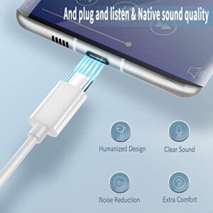 Wired USB C Headphone Type With Microphone DAC Earbud in Earphone(2pack)Compatible for Samsung Galaxy S20 FE S21 Ultra Note10 LG Google pixel Oneplus Chromebook Audifono Volume Control Running Headset