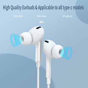 Wired USB C Headphone Type With Microphone DAC Earbud in Earphone(2pack)Compatible for Samsung Galaxy S20 FE S21 Ultra Note10 LG Google pixel Oneplus Chromebook Audifono Volume Control Running Headset