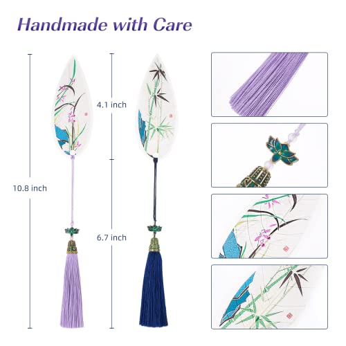 Annxing Leaf Carving Bookmarks for Women Craft Unique Gift with Tassels Ctue Lover Book Marks for Reader Men and Kids Creative Leaf Carving 2PCS, Green