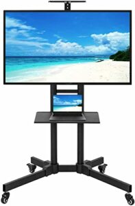 little nest mobile tv cart with wheels for 32-65 inch lcd led 4k flat curved screen tvs