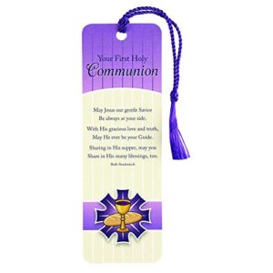 your first holy communion purple 6 x 2 cardstock tassel bookmarks pack of 12