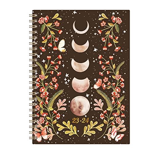 2023-2024 Planner - Academic Planner 2023-2024 with Tabs, 6.3" x 8.4", July 2023 - June 2024, Weekly and Monthly Planner 2023-2024 with Back Pocket + Thick Paper + Twin-Wire Binding - Moon