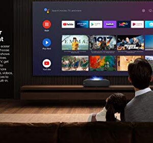 Hisense 120L5F Laser Cinema 4K Ultra Short Throw Laser Projector with 120” ALR Screen | 2700 ANSI Lumens | Android TV | HDR10 | Built-in Alexa and Google Assistant