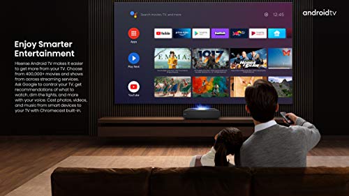 Hisense 120L5F Laser Cinema 4K Ultra Short Throw Laser Projector with 120” ALR Screen | 2700 ANSI Lumens | Android TV | HDR10 | Built-in Alexa and Google Assistant