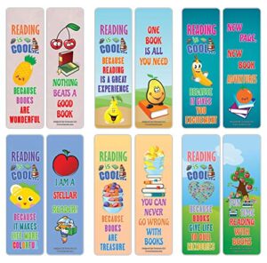 creanoso cool fruit reading sayings bookmarks (30-pack) – cool gift token for kids, boys & girls, teens – party favors supplies – book reading rewards incentive – great giveaways set – page binder