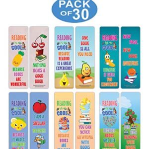 Creanoso Cool Fruit Reading Sayings Bookmarks (30-Pack) – Cool Gift Token for Kids, Boys & Girls, Teens – Party Favors Supplies – Book Reading Rewards Incentive – Great Giveaways Set – Page Binder