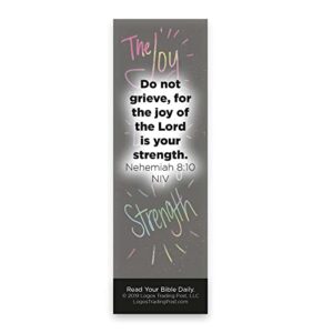 The Joy of the Lord is My Strength, Bulk Pack of 25 Christian Bookmarks for Kids, Childrens Bible Verse Book Markers, Sunday School Prizes with Memory Verses, Scripture Gifts for Kids & Youth