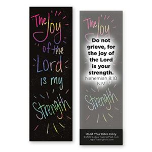 the joy of the lord is my strength, bulk pack of 25 christian bookmarks for kids, childrens bible verse book markers, sunday school prizes with memory verses, scripture gifts for kids & youth