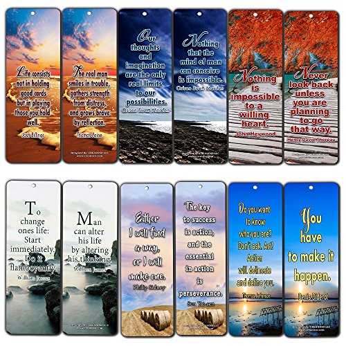 Creanoso Inspirational and Motivational Sayings Book Reading Bookmarks (30-Pack) – Essential Inspiring Reading Collection Pack for Men, Women, Adults, Book Lovers, Bookworms