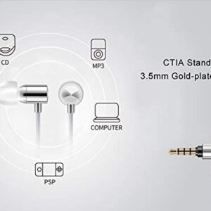 FAAEAL Poppy Metal Earphone Stereo Bass HiFi Tuning Headset 3.5mm Wired in-Ear Earphones for Mobile Phone PC MP3 Player, Headset with 5N LC-OFC Cable for Exercise Office (with Mic)