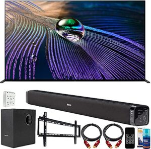 sony xr83a90j 83-inch oled 4k hdr ultra smart tv bundle with deco gear home theater soundbar with subwoofer, wall mount accessory kit, 6ft 4k hdmi 2.0 cables and more