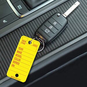 Versa-Tags Poly Key Tags Tear Proof Design Perfect for Car Truck Or RV Dealerships 250 Per Box (Yellow)