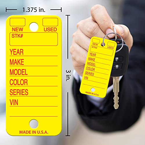 Versa-Tags Poly Key Tags Tear Proof Design Perfect for Car Truck Or RV Dealerships 250 Per Box (Yellow)