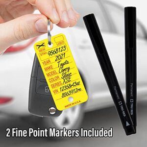 Versa-Tags Poly Key Tags Tear Proof Design Perfect for Car Truck Or RV Dealerships 250 Per Box (Yellow)