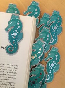 seahorse bulk bookmarks clip over the page (set 10) bulk bookmarkers for kids girl’s boy’s teens. perfect for gifts, student incentives, reading incentives, awards!
